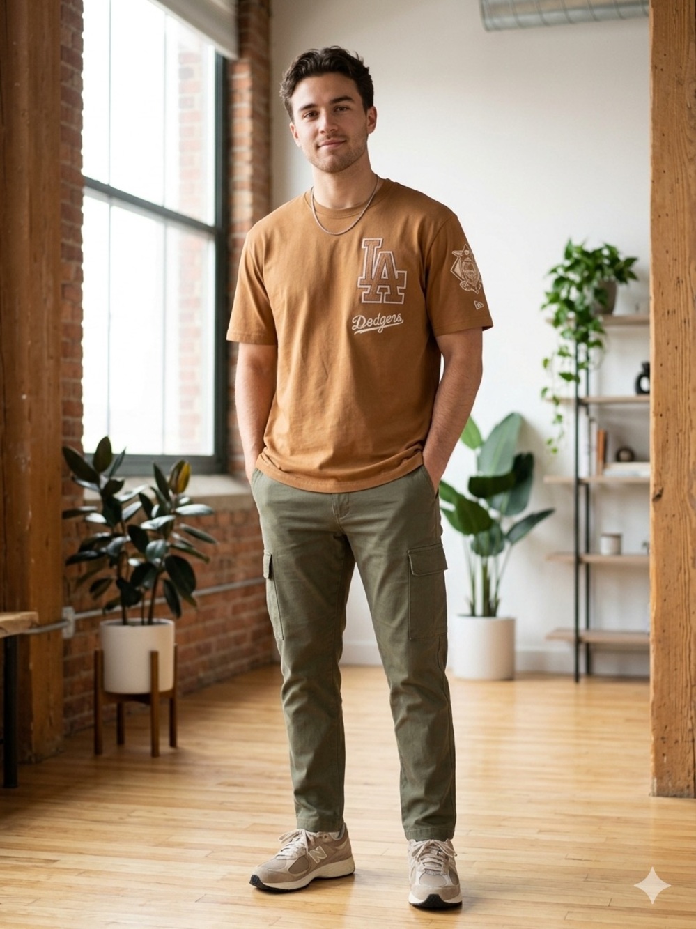 New Era LA Dodgers Short Sleeve Tee in Brown